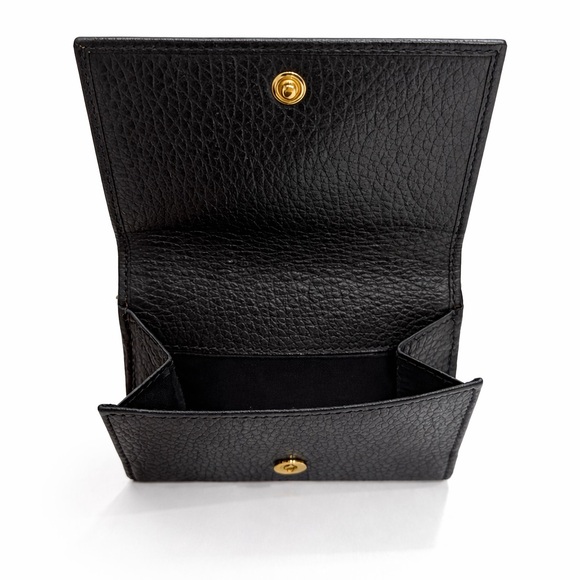 Gucci Marmont Black Leather Trifold Wallet | Gold GG | Authenticated - Picture 4 of 5